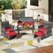 Costway 6PCS Patio Furniture Set Outdoor Sectional Conversation PE Rattan Sofa Set Black/Gray/Navy/Red/White/Turquoise